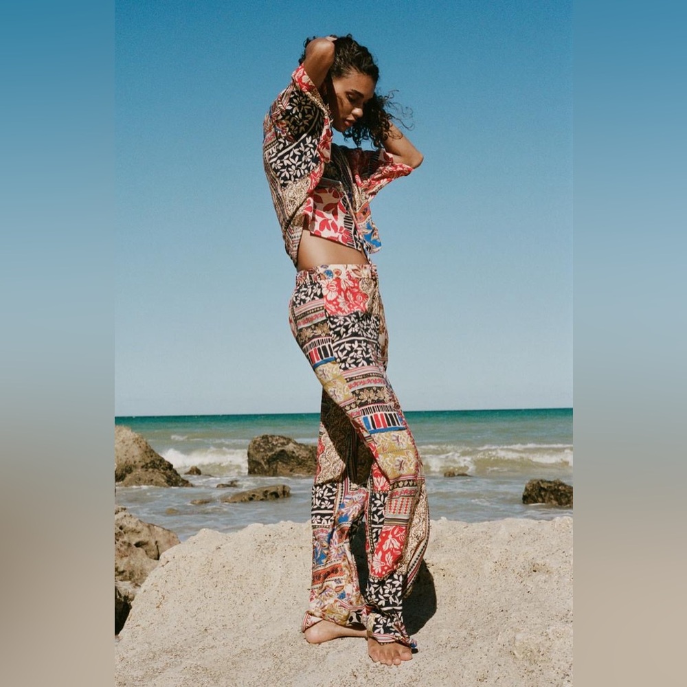 Zara Multicolored Patchwork Pants - Picture 2 of 9